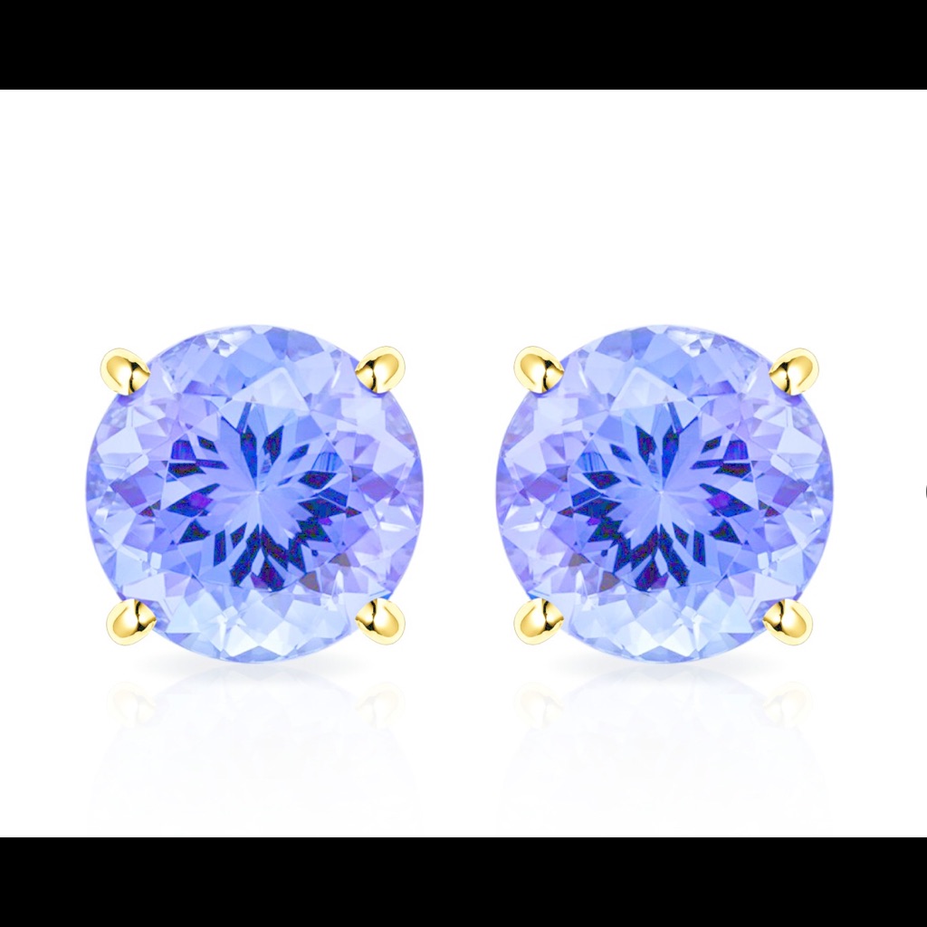 10k Solid Yellow Gold And Tanzanite Earrings
